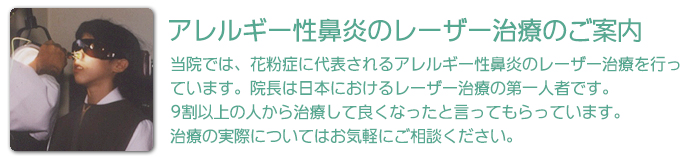 花粉症に代表されるアレルギー性鼻炎のレーザー治療を行っています。